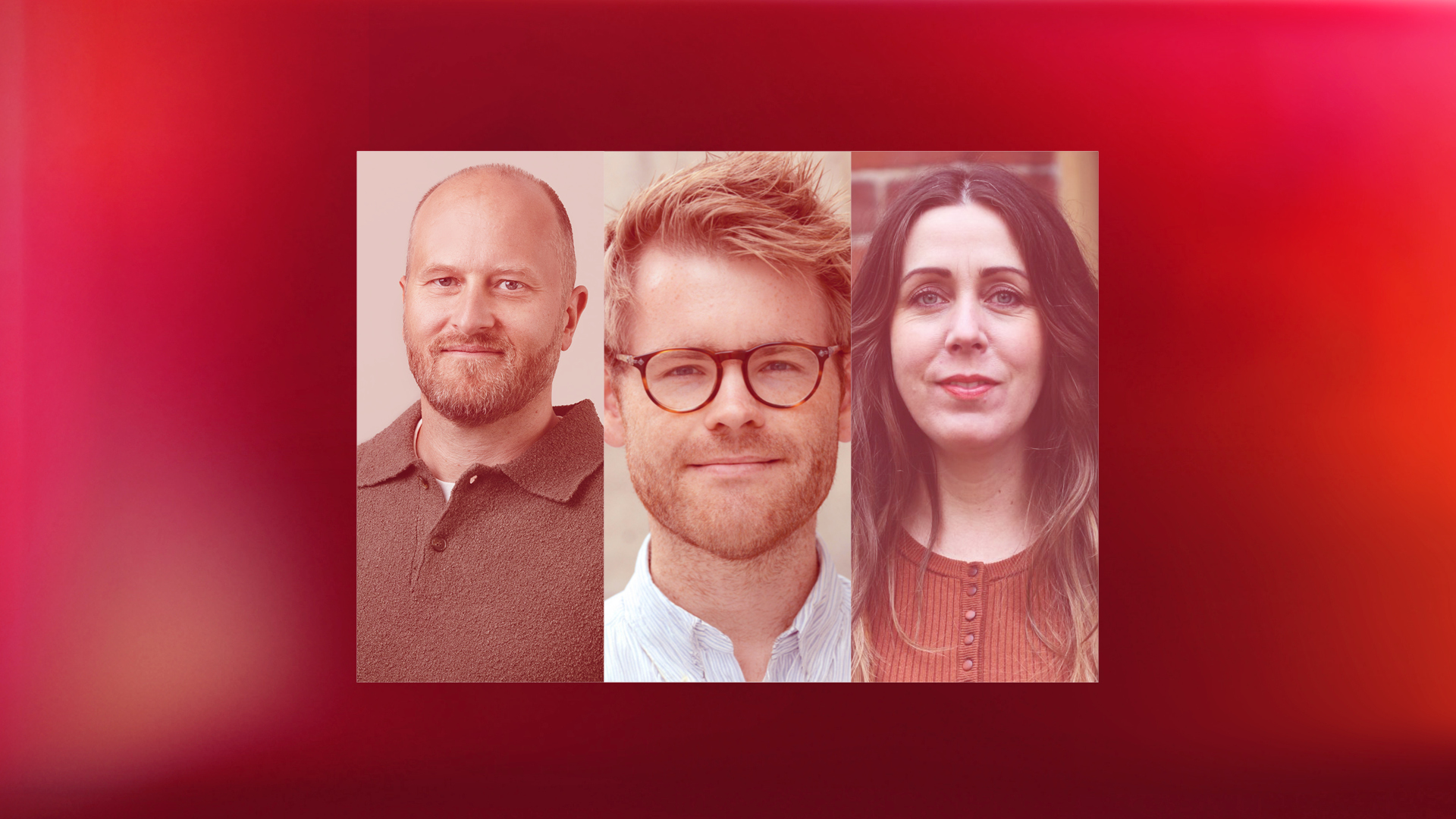 Collage av tre personer