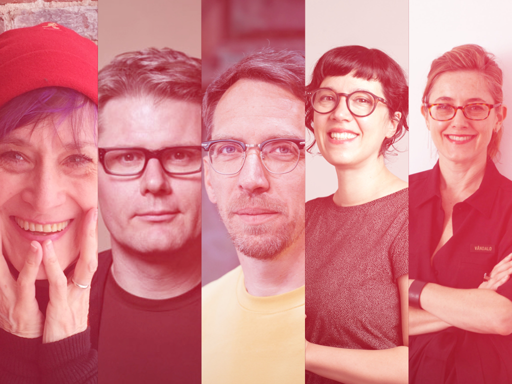 Collage med fem personer